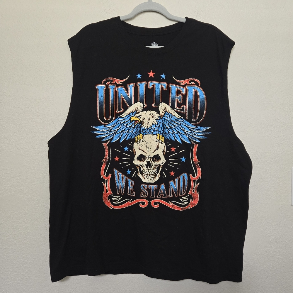USA Patriotic United We Stand Graphic Shirt 4th Of July Sleeveless Shirt Mens